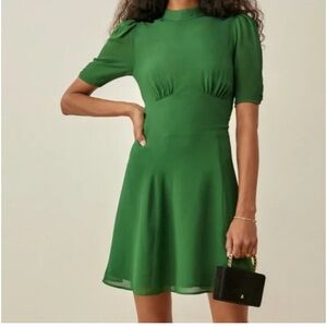 Reformation Maylin green mini dress